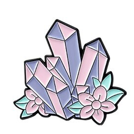 Crystal Cluster & Flowers Enamel Pin