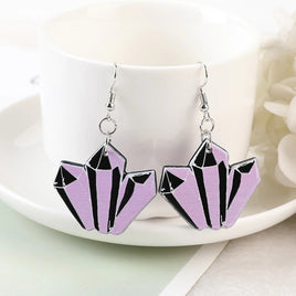 Purple & Black Crystal Cluster Earrings