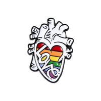 Rainbow Love Anatomical Heart Enamel Pin