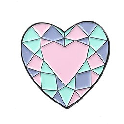 Crystal Heart Enamel Pin