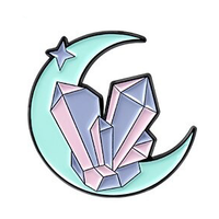 Moon and Crystal Cluster Enamel Pin
