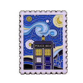 Blue Police Box Postage Stamp Enamel Pin