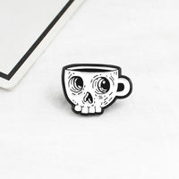 Coffee Cup Skull Enamel Pin